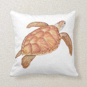 Sea Turtle Watercolor Throw Pillow