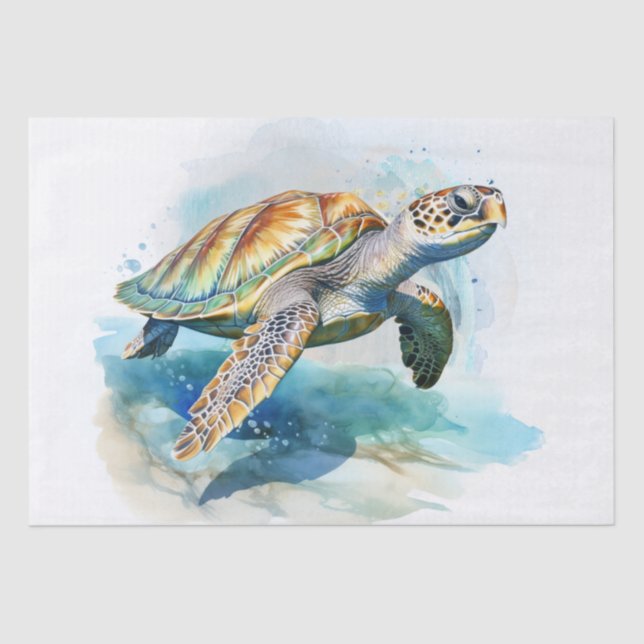 Sea Turtle Watercolor Tissue Paper (Front)