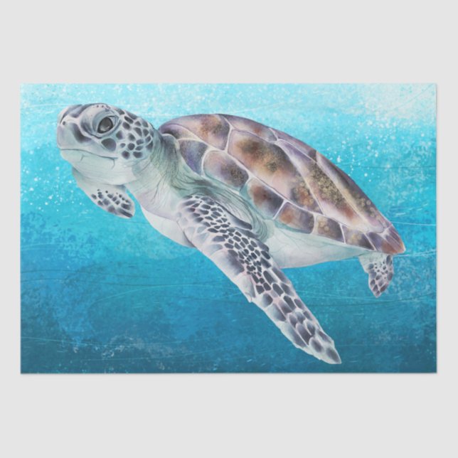 Sea Turtle Watercolor Tissue Paper (Front)