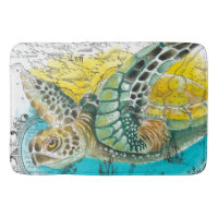 Sea Turtle Watercolor Vintage Map white