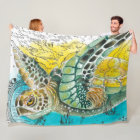 Sea Turtle Watercolor Vintage Map white