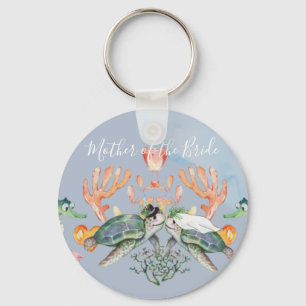 Sea Turtle Wedding Featuring Bride and Groom Keychain