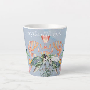 Sea Turtle Wedding Featuring Bride and Groom Latte Mug