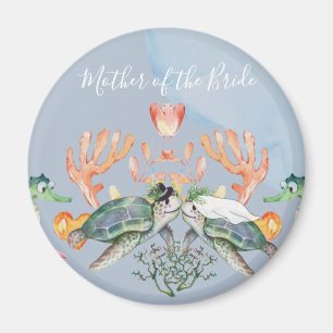 Sea Turtle Wedding Featuring Bride and Groom Magnet