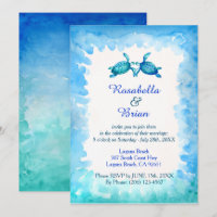 Sea Turtle Wedding Invitations - Blue and Green