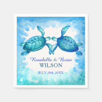 Sea Turtle Wedding Napkins | Blue Green Watercolor