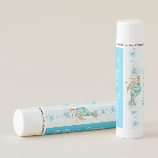 Sea Turtle Wedding, Turquoise-Blue Lip Balm (Front)