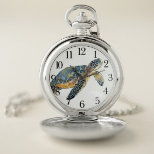 Sea Turtle Wildlife Ocean Animals Pocket Watch