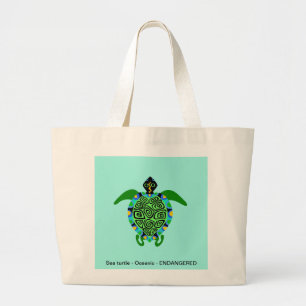  Sea TURTLE - Wildlife warrior - Ecology - Aqua  Large Tote Bag
