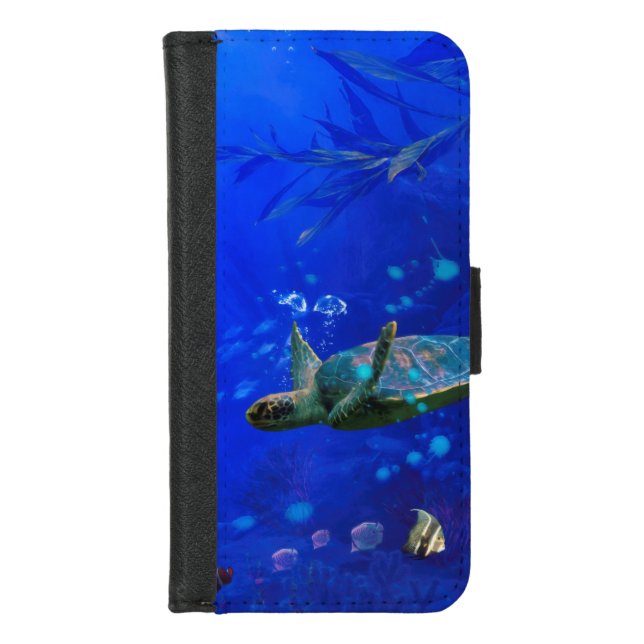 Sea Turtle WIND ON THE WATER iPhone Wallet Case (Front)