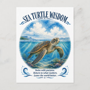 Sea Turtle Wisdom Beneath the Waves Postcard