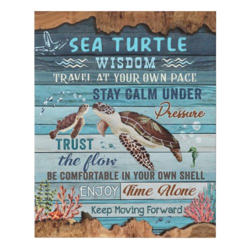 Sea Turtle Wisdom Keep Moving Forward Motivational Faux Canvas Print
