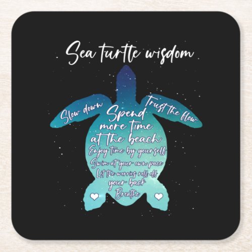 Sea Turtle Wisdom Sea Turtle Love Square Paper Coaster