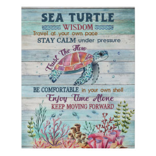 Sea Turtle Wisdom Stay Calm Motivational Faux Canvas Print