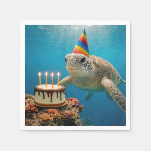 Sea Turtle with Birthday Cake Napkins
