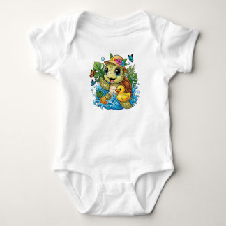 Sea Turtle with Yellow Ducky Baby Bodysuit