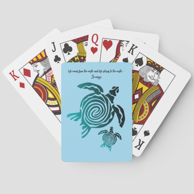 Sea Turtle Woodblock Print... Playing Cards (Back)
