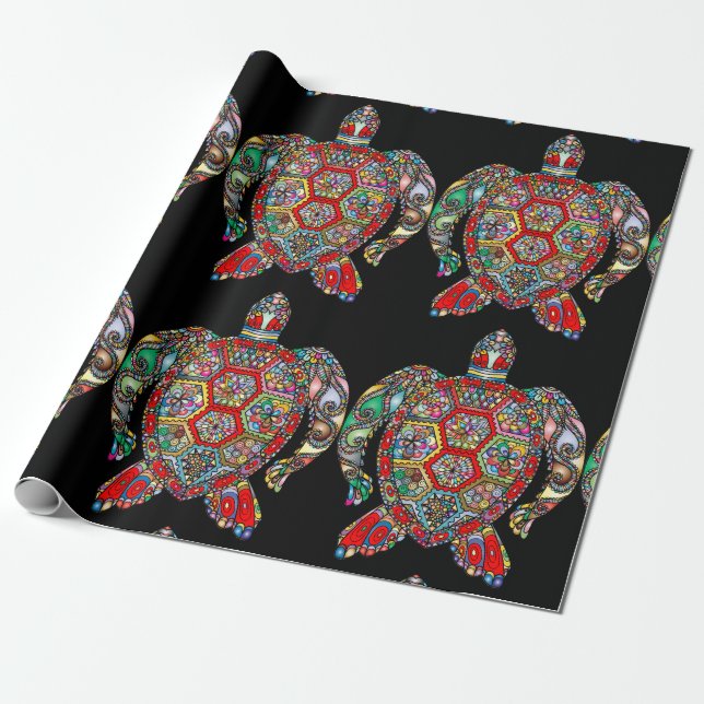 sea turtle wrapping paper (Unrolled)