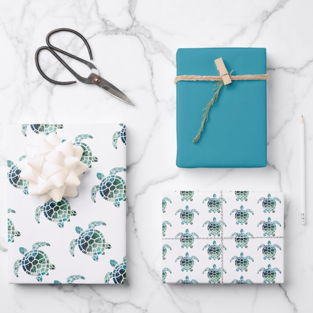 Sea Turtle Wrapping Paper Sheets (Front)