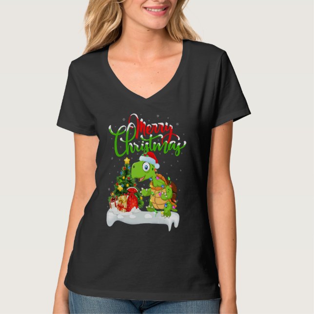 Sea Turtle  Xmas Decorations Santa Sea Turtle Chri T-Shirt (Front)