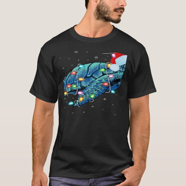 Sea Turtle Xmas Lighting Santa Hat Sea Turtle Chri T-Shirt (Front)