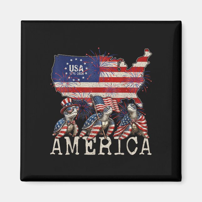 Sea turtles american flag independence day  magnet (Front)