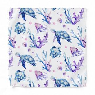 Sea turtles and corals pattern bandana