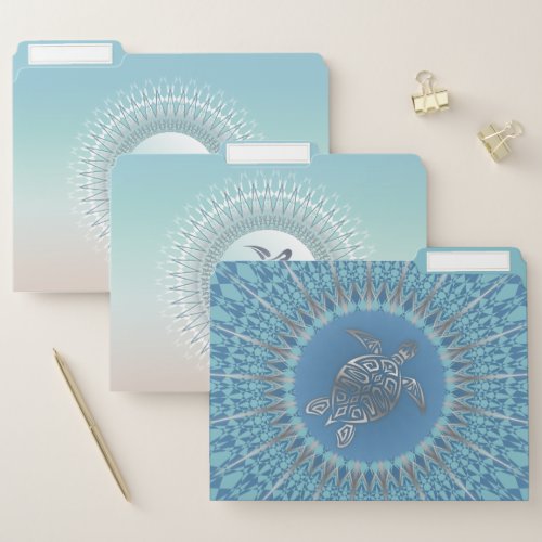 Sea Turtles And Dolphin Beach Themed  File Folder