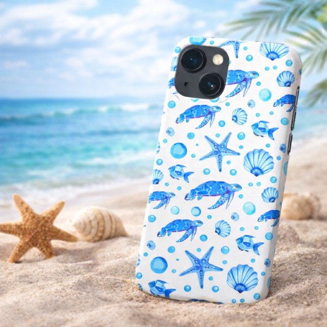 Sea Turtles and Shells - Ocean-Inspired Design Iphone Case (Creator Uploaded)