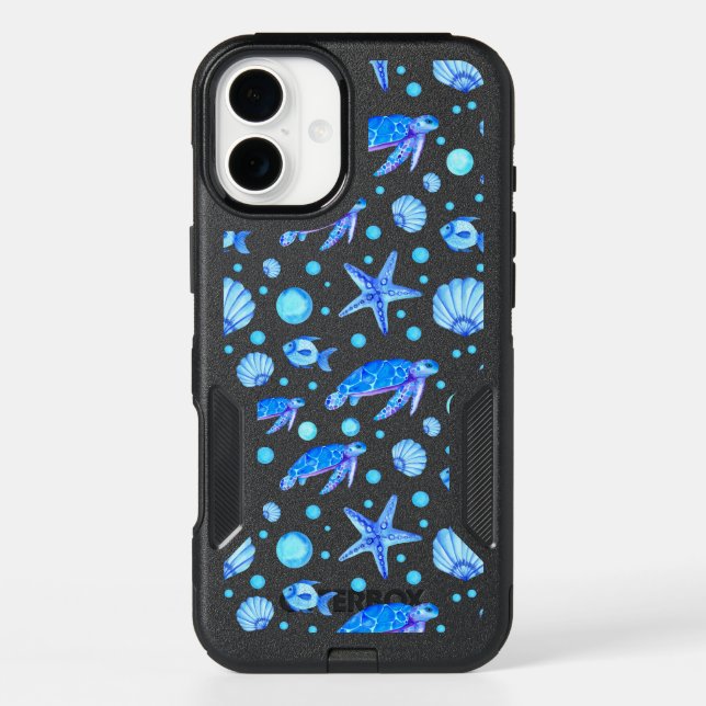 Sea Turtles and Shells - Ocean-Inspired Design Otterbox iPhone Case (Back)