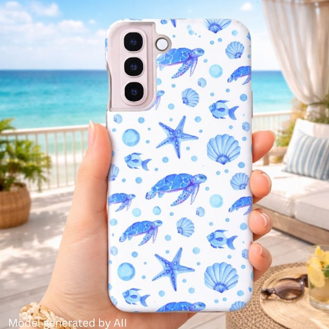 Sea Turtles and Shells - Ocean-Inspired Design Samsung Galaxy Case (Creator Uploaded)