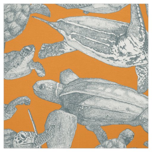 sea turtles apatite orange fabric