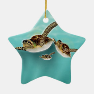 Sea Turtles art print. Ceramic Ornament