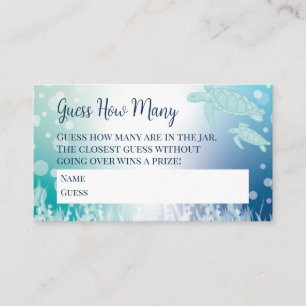 Sea Turtles Baby Shower Guess How Many Game Enclosure Card