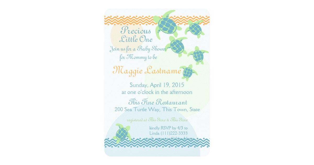 Sea Turtles Baby Shower Invitation