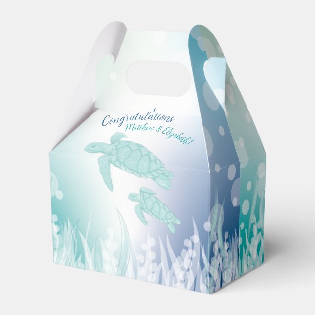 Sea Turtles Baby Shower Under the Sea Favor Boxes (Front Side)