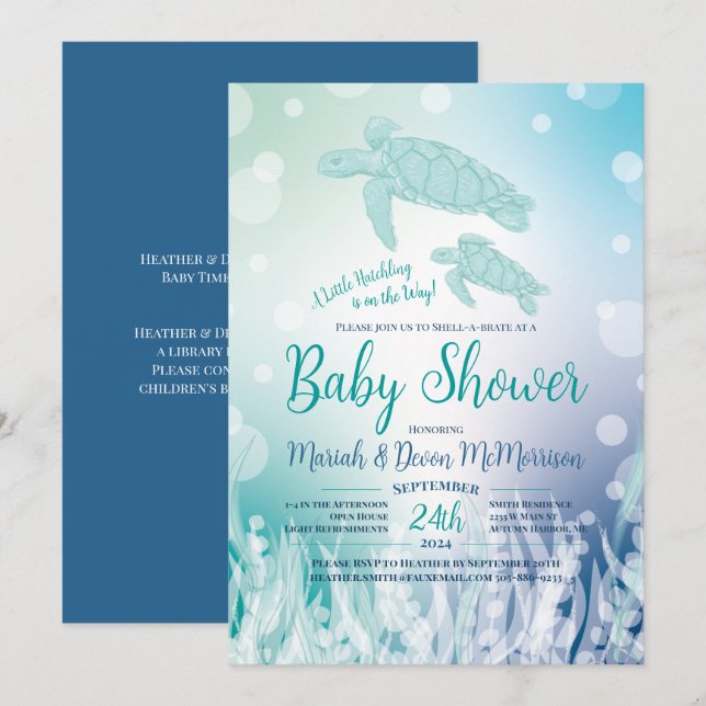 Sea Turtles Baby Shower Under the Sea Invitation (Front/Back)