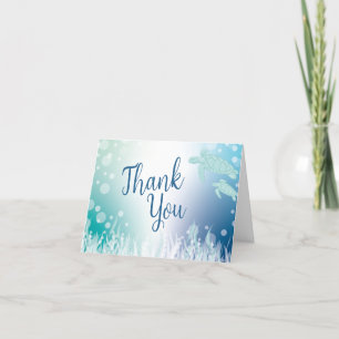 Sea Turtles Baby Shower Under the Sea Letterpress Thank You Card