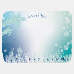Sea Turtles Baby Shower Under the Sea Milestone Blanket
