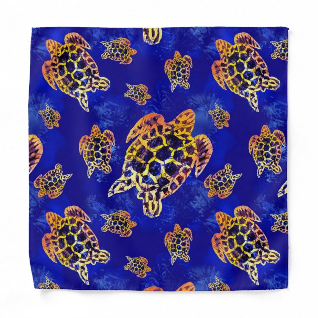 Sea Turtles Batik African Art Bandana (Front)
