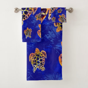 Sea Turtles Batik African Art Bath Towel Set