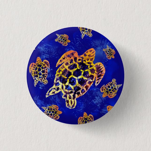 Sea Turtles Batik African Art Button (Front)