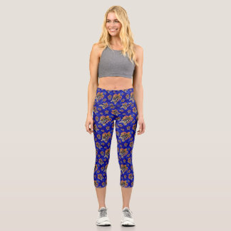 Sea Turtles Batik African Art Capri Leggings