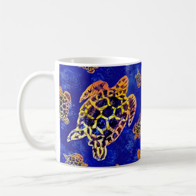 Sea Turtles Batik African Art Coffee Mug (Left)