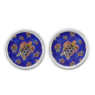 Sea Turtles Batik African Art Cufflinks
