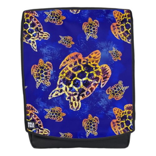 Sea Turtles Batik African Art Drawstring Bag