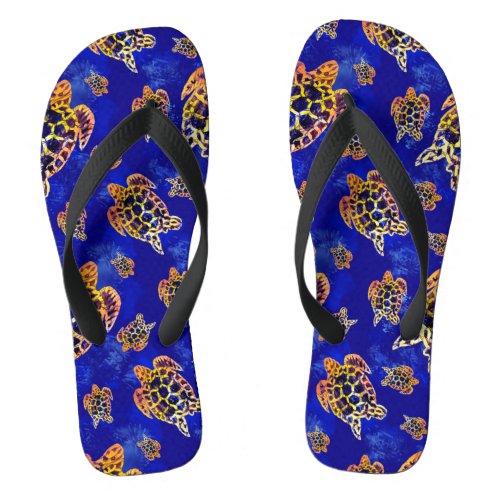 Sea Turtles Batik African Art Flip Flops