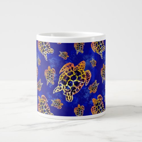 Sea Turtles Batik African Art Giant Coffee Mug