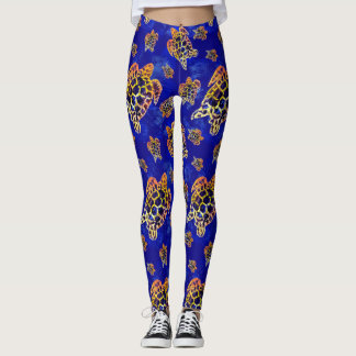 Sea Turtles Batik African Art Leggings