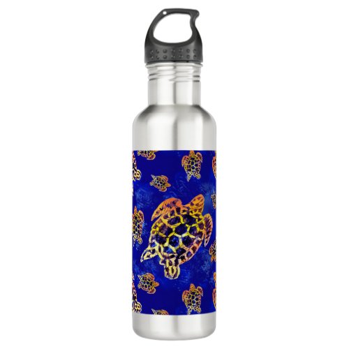 Sea Turtles Batik African Art Stainless Steel Water Bottle